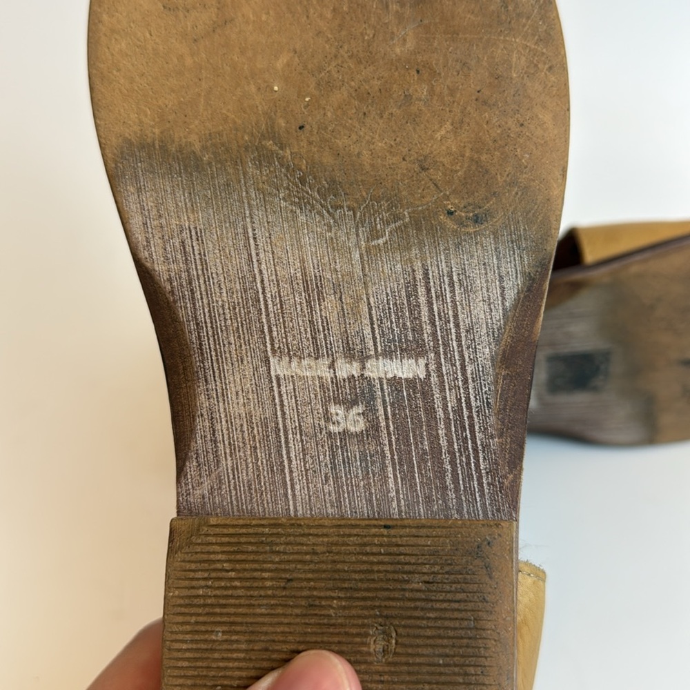 Free People Mont Blanc Tan Leather Sandals with Asymmetrical Design Size 36 - Picture 7 of 9